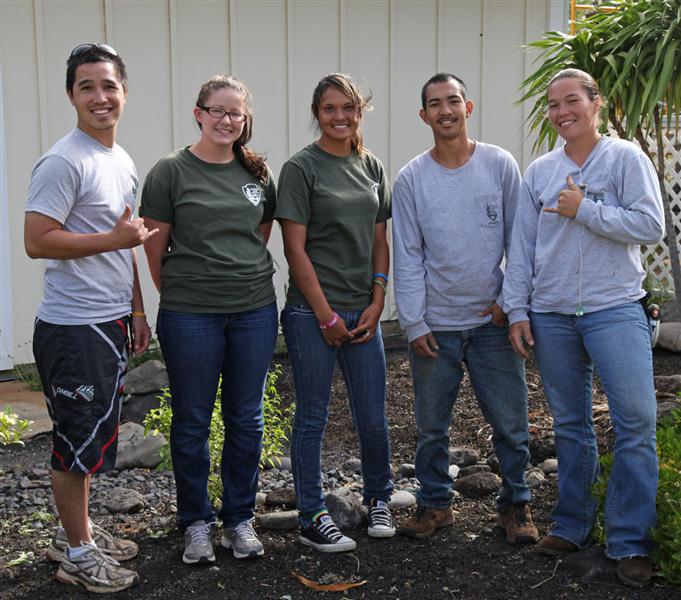 From left to right: Micah Stephenson, Megan Borthwick, Tyra Mollena, Maverick Kaulia-Delacruz, and Hoku Kaawaloa
