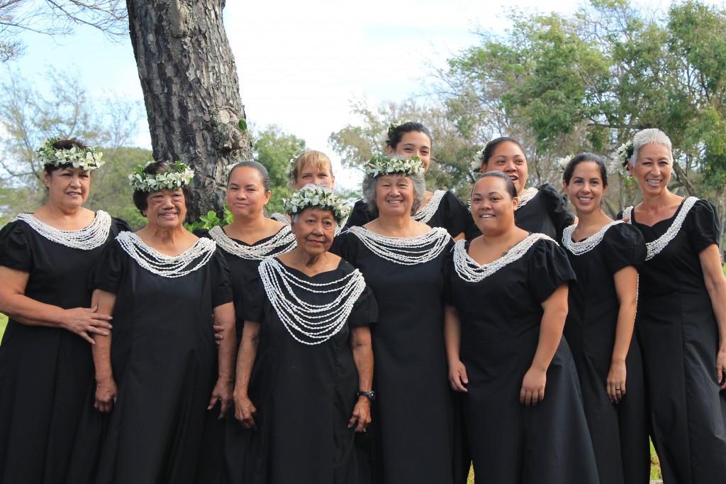 Na Wahine O Kalawao dance a hula as festivities begin. Photo by Laura Pilz